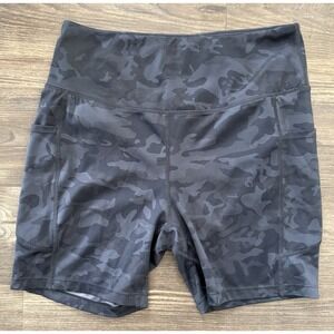 Biker Shorts Large Sporty Gym Wear Clean Girl Yoga Pilates Training Workout Camo